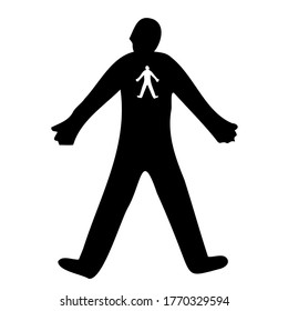 Silhouette of person with person inside. Vector. Icon. Anxiety.