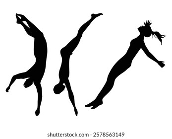 Silhouette of a Person Jumping or Falling into Water