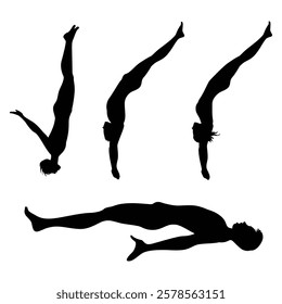 Silhouette of a Person Jumping or Falling into Water