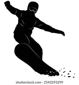 Silhouette einer Person, die mit Snowboard springt