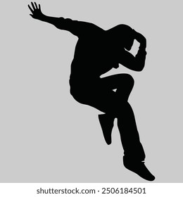 silhouette of a person jumping sport, vector, people, illustration, black, 