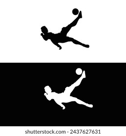 silhouette of a person kicking a ball in somersault style, suitable for icons, background, etc.