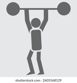Silhouette of person lifting barbell, fitness, gym, workout icon.