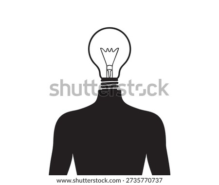 Silhouette of a person with a lightbulb head representing a burst of creativity and innovative thinking.