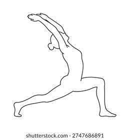 Silhouette of a person performing a dynamic yoga pose crescent lunge