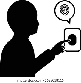 Silhouette of a person performing fingerprint authentication
