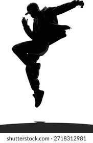 Silhouette einer Person Performing a Jumping Pose schwarz