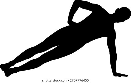 Silhouette of a person performing a side plank exercise