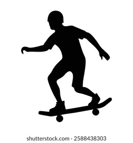 Silhouette of a Person Performing Skateboarding Tricks in Motion