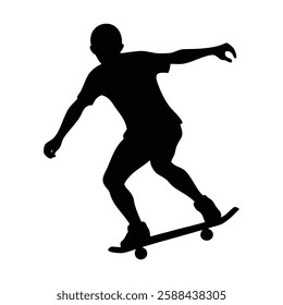 Silhouette of a Person Performing Skateboarding Tricks in Motion