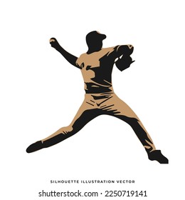 silhouette of a person playing baseball vector illustration