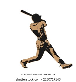 silhouette of a person playing baseball vector illustration