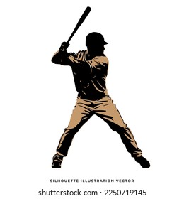 silhouette of a person playing baseball vector illustration