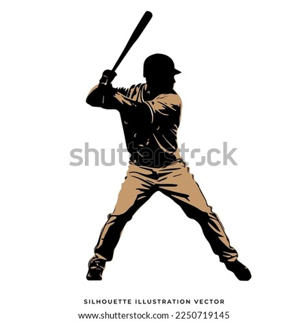 silhouette of a person playing baseball vector illustration