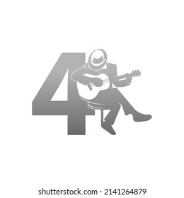Silhouette of person playing guitar beside number 4 illustration vector