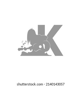 Silhouette of person playing guitar in front of letter K icon vector