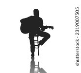 silhouette of a person playing guitar, guitarist, singer and musician playing guitar