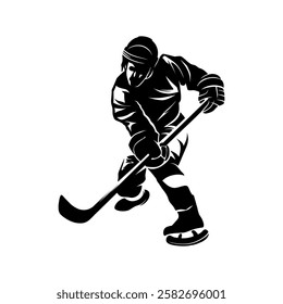 silhouette of a person playing hockey