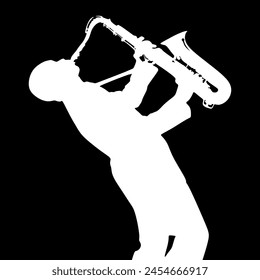 Silhouette of a person playing the saxophone with style