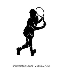 silhouette of a person playing tennis