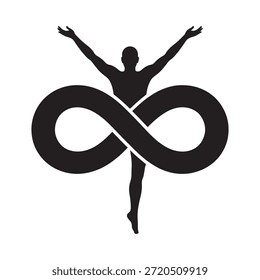 Uma silhueta de uma pessoa colocada dentro de um design de símbolo infinito