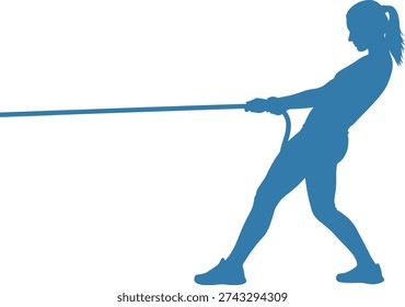 Silhouette of Person Pulling in Tug of War or Fitness Activity