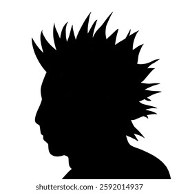 silhouette of a person with punk style mohawk hair