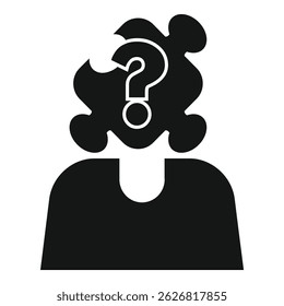Silhouette of a person with a question mark over their head made of puzzle pieces