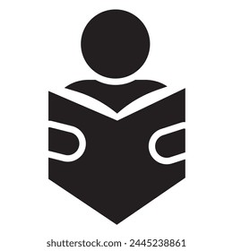 Silhouette of a person reading a book, learning, hobby, education concept