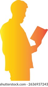 Silhouette of Person Reading a Book. Vector Gradient Art