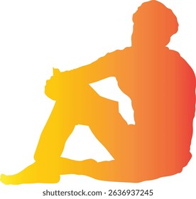 Silhouette of Person Reading a Book. Vector Gradient Art