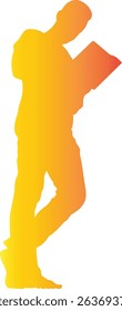 Silhouette of Person Reading a Book. Vector Gradient Art