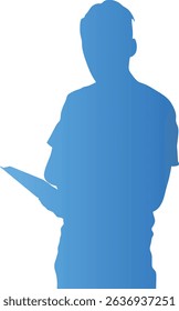 Silhouette of Person Reading a Book. Vector Gradient Art