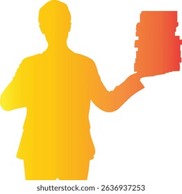 Silhouette of Person Reading a Book. Vector Gradient Art
