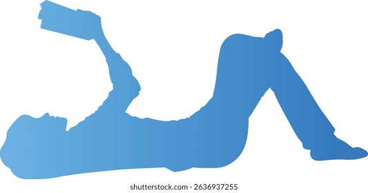 Silhouette of Person Reading a Book. Vector Gradient Art