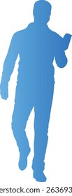 Silhouette of Person Reading a Book. Vector Gradient Art