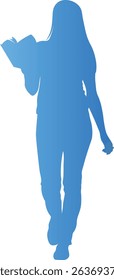 Silhouette of Person Reading a Book. Vector Gradient Art
