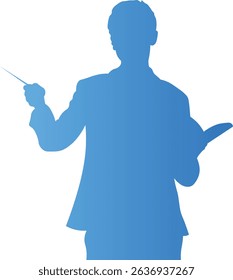 Silhouette of Person Reading a Book. Vector Gradient Art