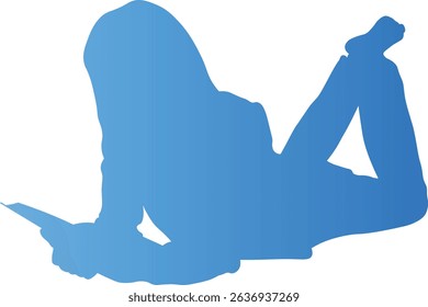 Silhouette of Person Reading a Book. Vector Gradient Art