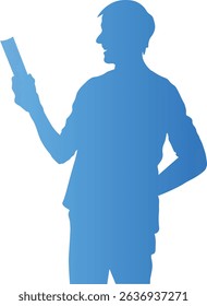Silhouette of Person Reading a Book. Vector Gradient Art