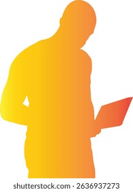Silhouette of Person Reading a Book. Vector Gradient Art
