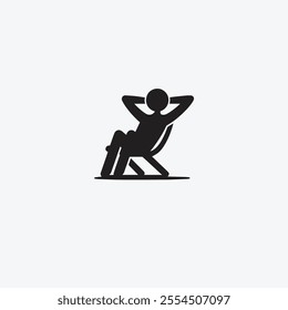 Silhouette of a person reclining in a chair, hands behind head, symbolizing relaxation and comfort. Perfect for concepts related to leisure, rest, and tranquility.