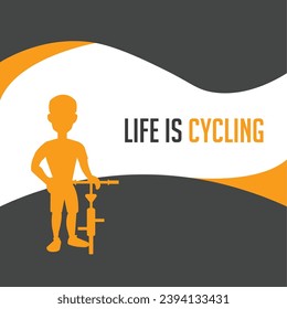 Silhouette of a person riding a bicycle Cycling concept Vector illustration