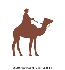 Silhouette of a Person Riding a Camel in Desert