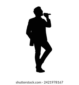 silhouette of a person singer on white 