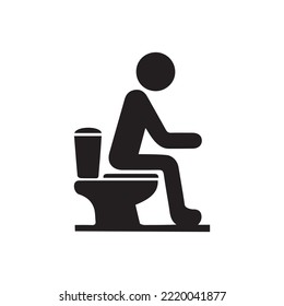 silhouette of person sitting fi toilet. simple toilet icon