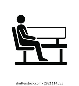 Silhouette of a person sitting on a bench, conveying waiting, relaxation, or public space.