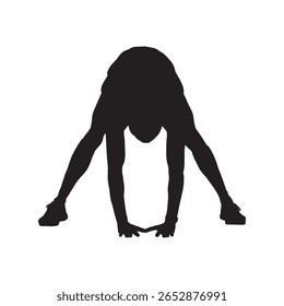 Silhouette of a Person Stretching Down – Fitness Warm-Up Vector Illustration on White Background