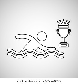 silhouette person swimm winner sport vector illustration eps 10