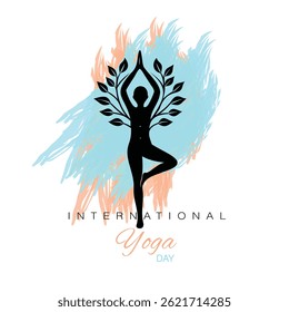 Silhouette of a Person in Tree Pose For Yoga Day
